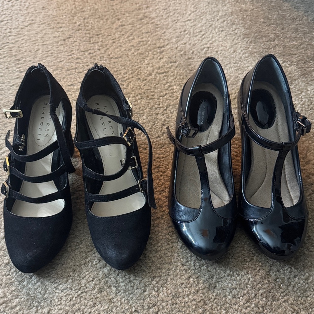 Giani Bernini Black Strappy Heels Set